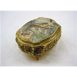 Vintage Victorian Footed Brass Music Box with Padded Co