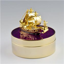 Golden Ship Faberge Style Jewelry Box