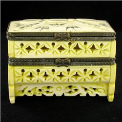 Chinese Handcarved Bone Double Gem Box (CLB-856)