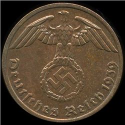 1939A Germany 1pf AU+ ERROR (COI-9931)
