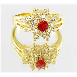 17twc Lab Dia/Spessartite 22k Gold Vermeil Ring (JEW-2131)