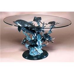Dolphin Sealife Bronze Sculpture Coffee Table