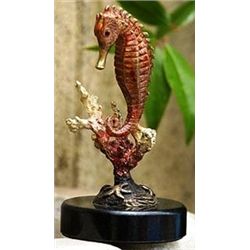 Seahorse With Coral Bronze Sculpture