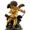 Image 3 : "Seated Cupid With Bow" Bronze Sculpture - Houdon