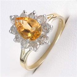 2.0 Ctw. Citrine & Diamond Ring In 10ky Gold