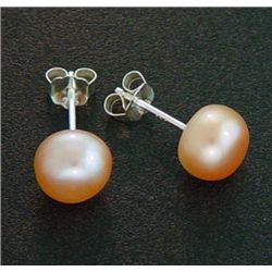 7 Mm Pink Pearl Stud Earrings