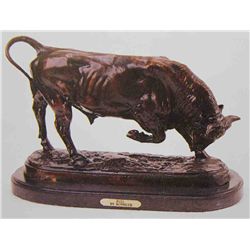 "Bull Head Down" Bronze Sculpture - Bonheur