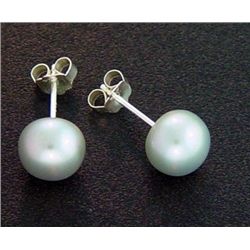 7 Mm Silver Pearl Stud Earrings