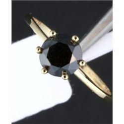 1.50 Ct.  Black Diamond Solitaire Ring - 14ky Gold Ring