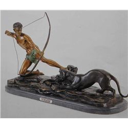  Cougar Attack  Bronze Sculpture - Rancoulet