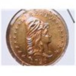 1796 $2 1/2 Gold Bust BU REPLICA, .9167% pure gold