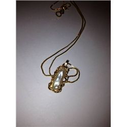 14K GOLD CHAIN W/FRESHWATER PEARL PENDANT, 7.8 GRAMS GOLD