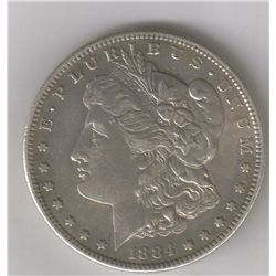 1884-S  AU  SILVER MORGAN DOLLAR