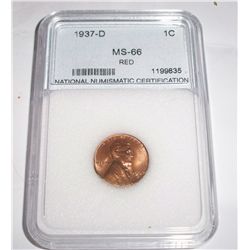 1937-D MS-66 RED LINCOLN WHEAT CENT