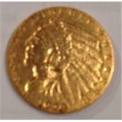 1929 $2 1/2 DOLLAR  GOLD INDIAN HEAD