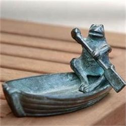 Frog In Rowboat Sculpture