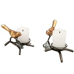 Set Of Bird Pillar Candle Holders