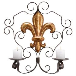 Fleur De Lis Wall Sconce Candle Holder