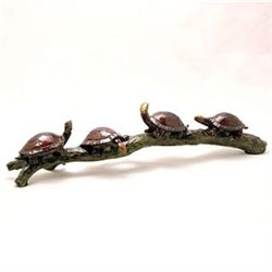 Turtles On Branch Bronze Sculpture
