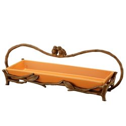 Love Bird Handled Tray In Orange
