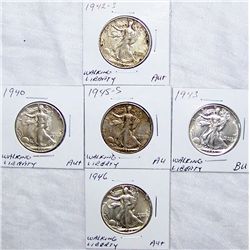 (5X The Bid)  U.S. Walking Liberty Halves.