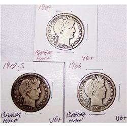 (3X The Bid)  U.S. Barber Halves.
