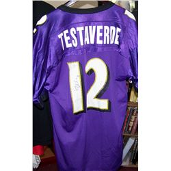 Baltimore Ravens Signed Vinnie Testaverde #12 Jersey.