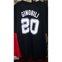 Manu Ginobili Signed #20 San Antonio Spurs T-Shirt.