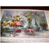 Image 1 : Oil on Canvas Painting signed Hallam Still Life with Flowers 24T x 39 W