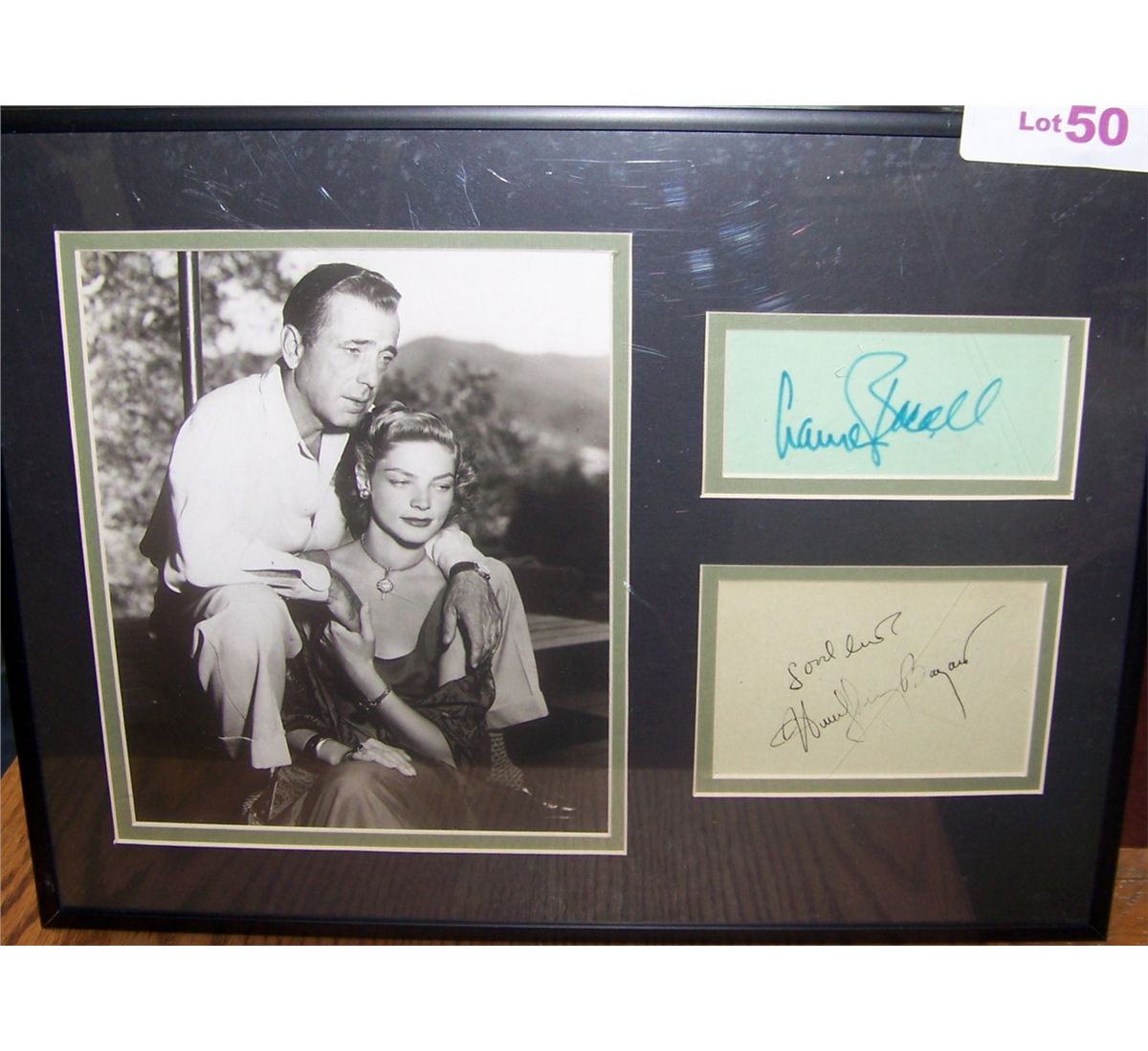 Humphrey Bogart & Lauren Bacall Signed Cutouts w/ Photograph.