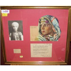 RUDOLPH VALENTINO FRAMED MEMORABILIA DISPLAY.