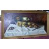Image 2 : C. Marlow  Oil on canvas  Still life with Pears on table. Framed 23.5T x 43.5 W