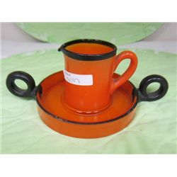 2 pc Czech glass creamer  with fitted dish