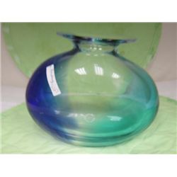 Murano glass vase aqua and blue