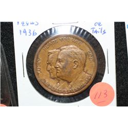 1936 Texad Centennial "Heads or Tails" token