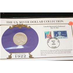 1922 Peace $1 w/stamps including historic 4 cent stamp