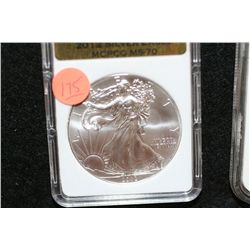 2012 Silver Eagle $1, MCPCG graded MS70