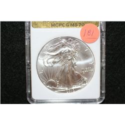 2012 Silver Eagle $1, MCPCG graded MS70