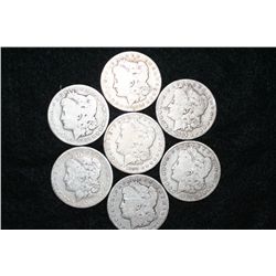 1879, 1879-S, 1886-O, 1894-S, 1896-O, 1899-O & 1901-O Silver Morgan $1, lot of 7
