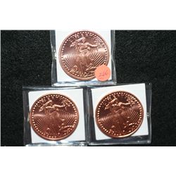 2011 Liberty Copper Round, .999 fine 1 oz., lot of 3