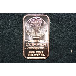 2011 Copper Ingot, .999 fine 1 oz.