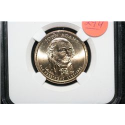 2007-P First Day Issue John Adams $1, NGC graded MS65