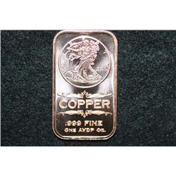 2011 Copper Ingot, .999 fine 1 oz.