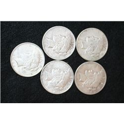 1922 (2), 1923-S, 1926-S & 1926-D Peace $1, lot of 5