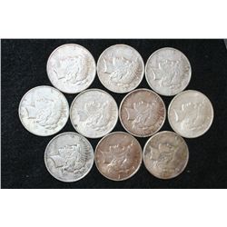 1922, 1922-D (2), 1923, 1923-S (2), 1924, & 1926-S (2) Peace $1, lot of 10