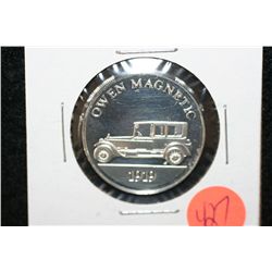 1919 Owen Magnetic collectible car round, 5 gram .925