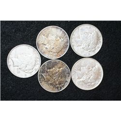 1922, 1922-D (2), 1923 & 1927-D Peace $1, lot of 5