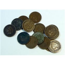 100 mixed full date Indian head cents, approx 1/4 pre 1900.