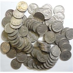 100 readable date Buffalo nickels, good mix. no junk.