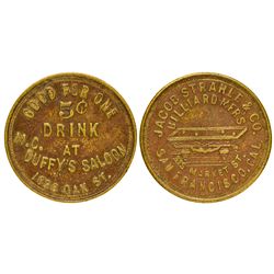 CA - San Francisco,Strahle & Co. and McDuffy's Saloon Tokens